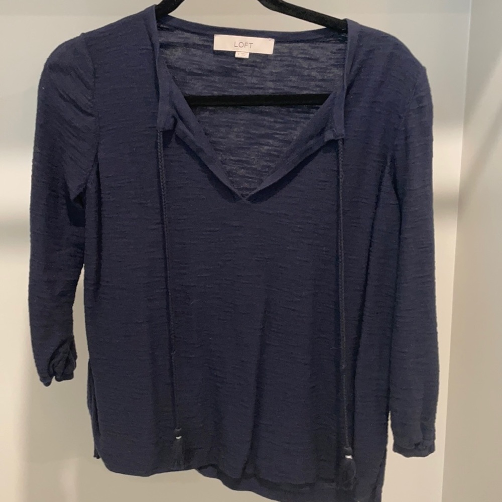 Navy LOFT Summer Knit Top